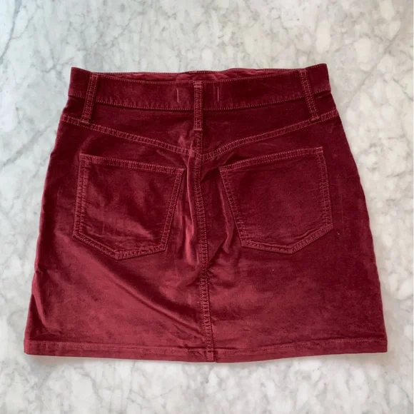 Madewell red velvet skirt sz 25 - Picture 2 of 2